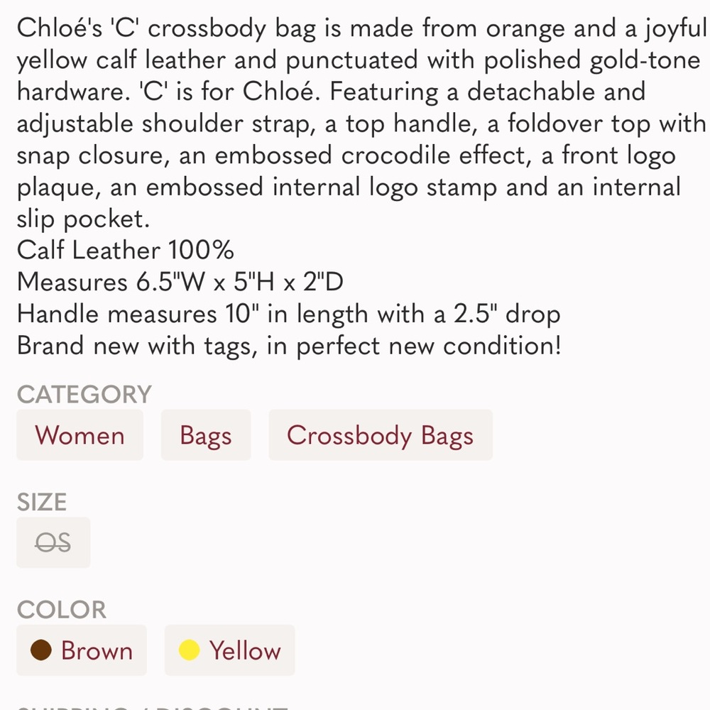 Chloé Mini C Yellow Croc Embossed Crossbody Bag - Picture 16 of 16